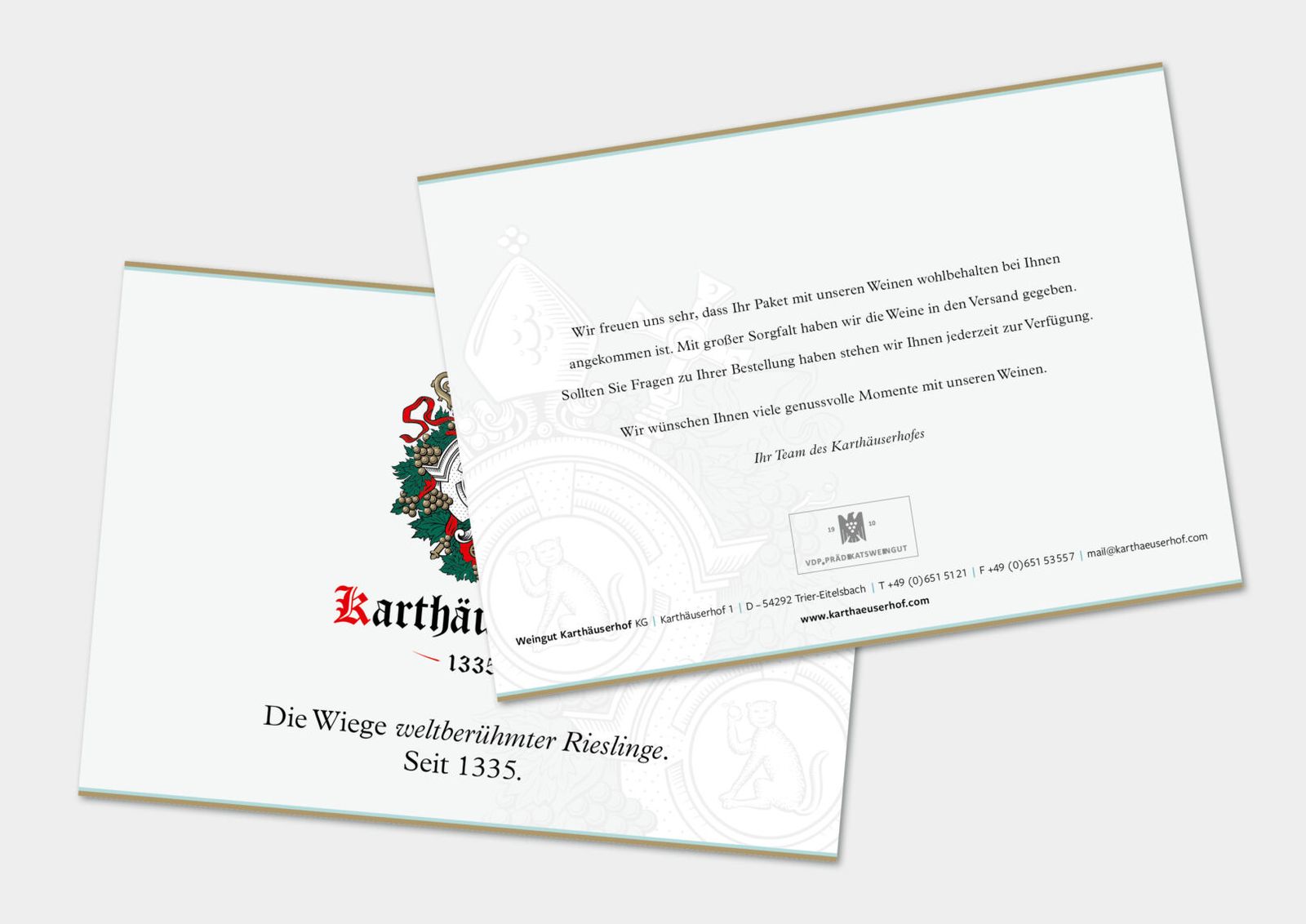 Kartonbeileger für das Weingut Karthäuserhof