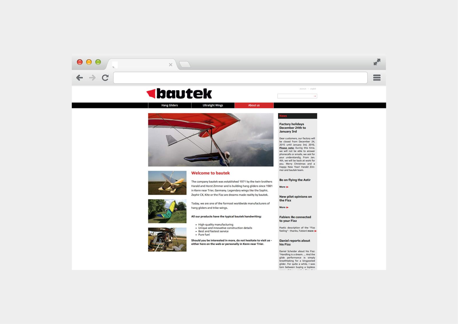 Website bautek "Frontpage" – Ansicht 1