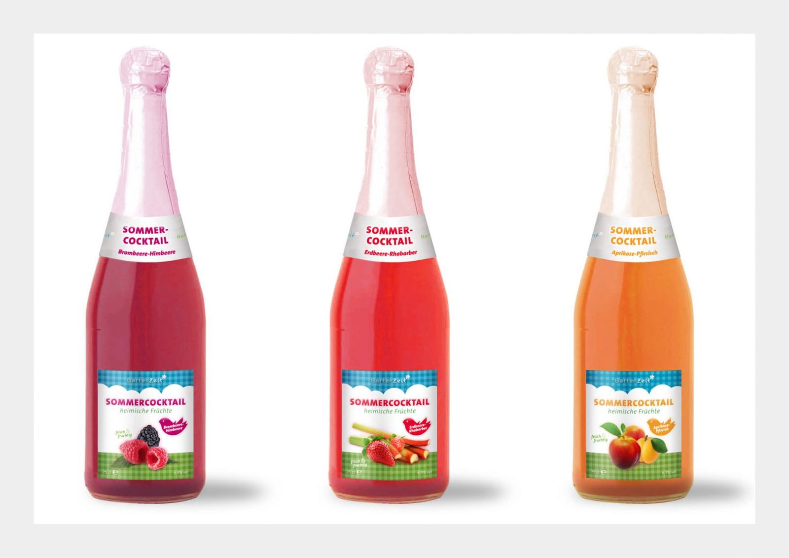 Etikettenentwurf der Serie Sommercocktail für Herres Sekt