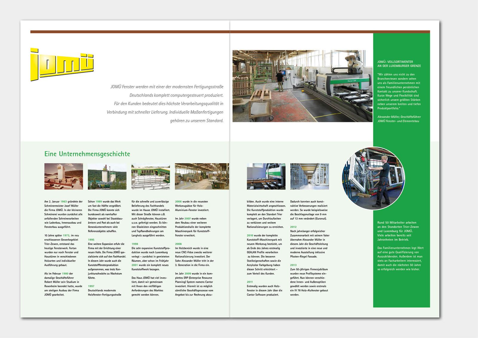 Jomü Imagebroschüre Holz- und Alufensterfabrik