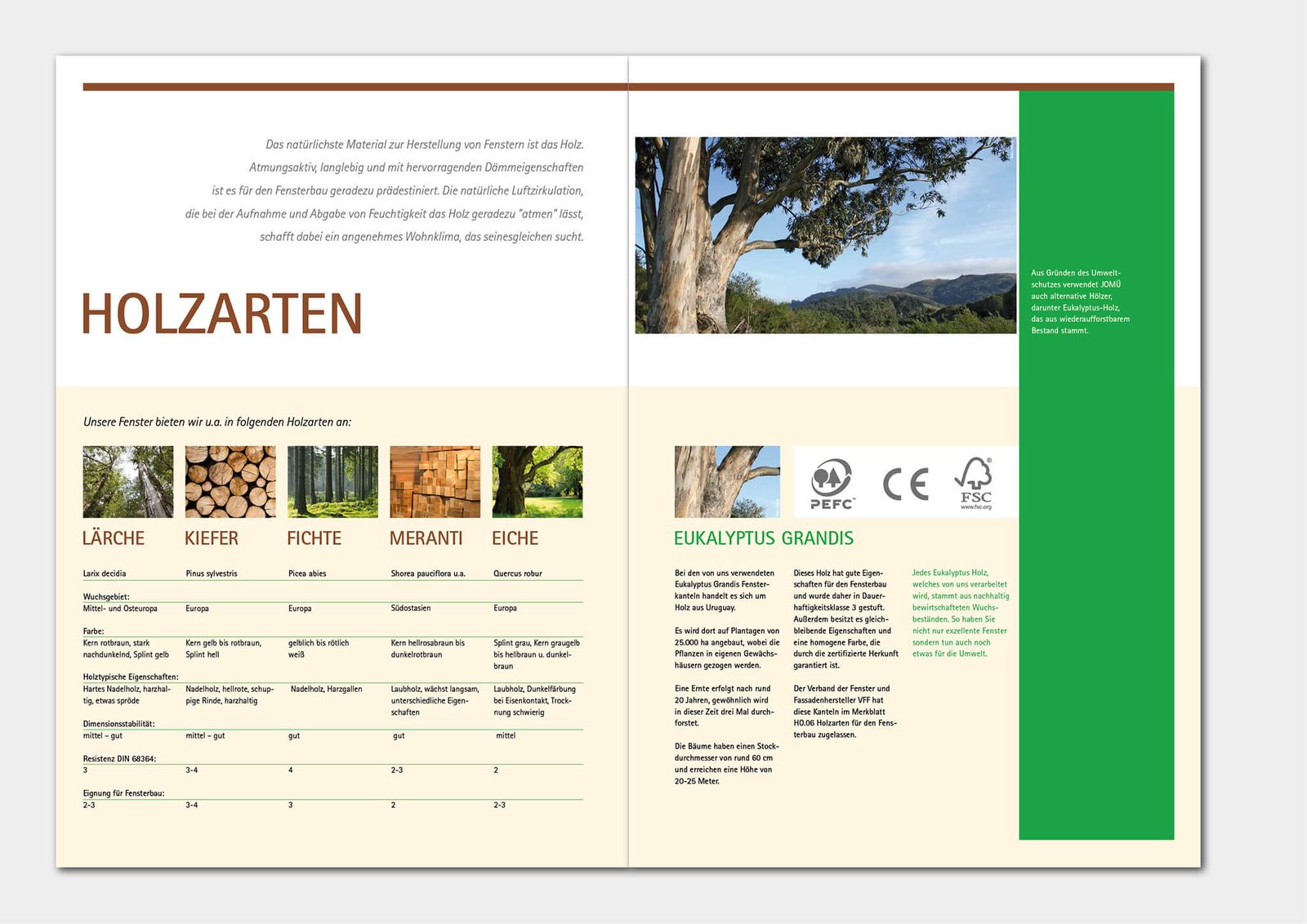 Jomü Imagebroschüre Holzarten