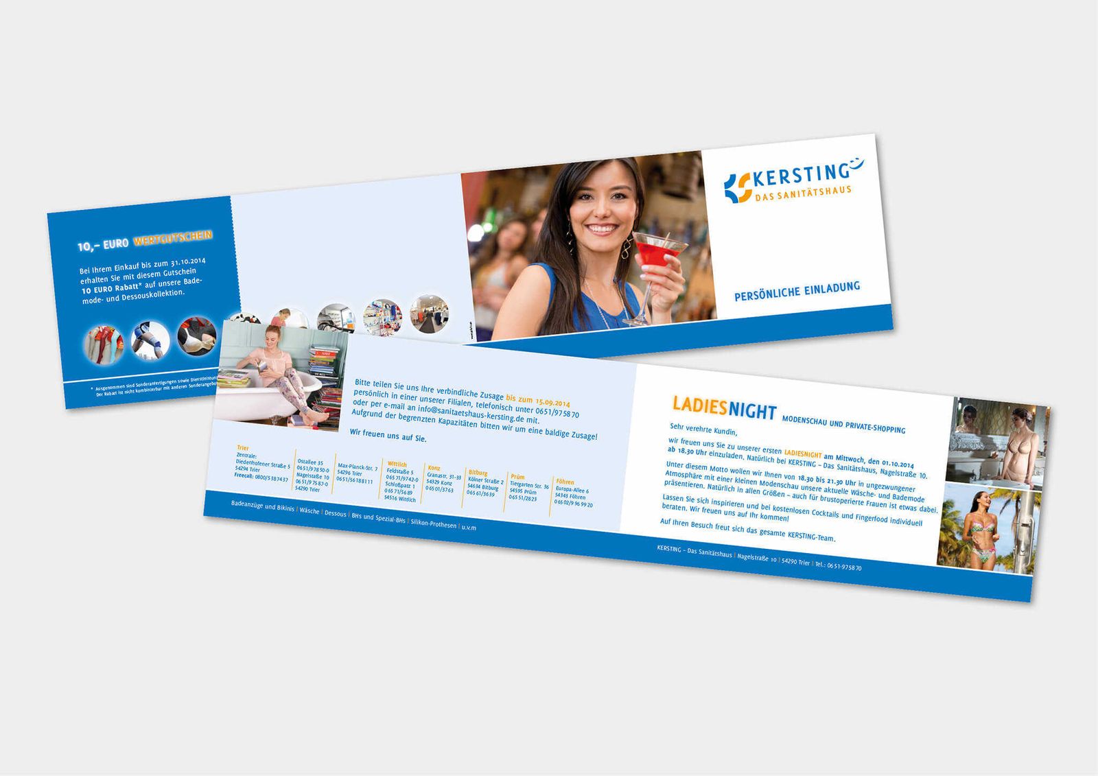 Einladung und Mailing zur Ladies Night des Sanitätshauses Kersting